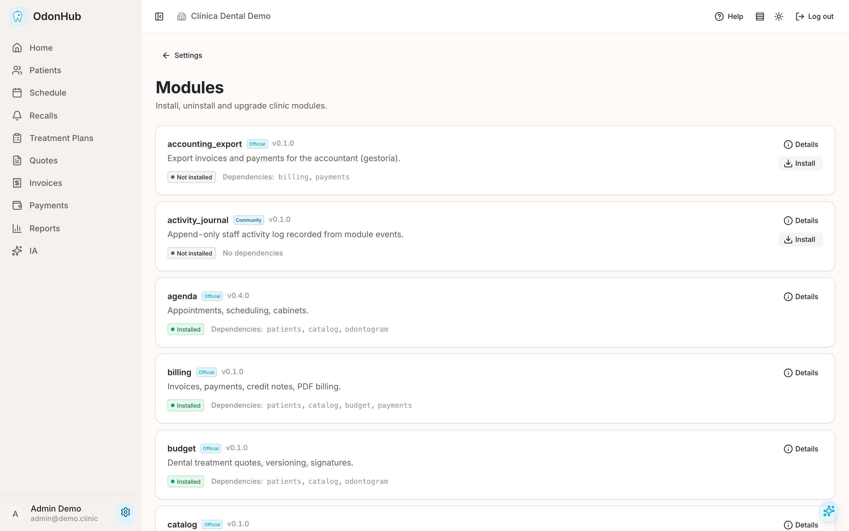 Module system — OdonHub