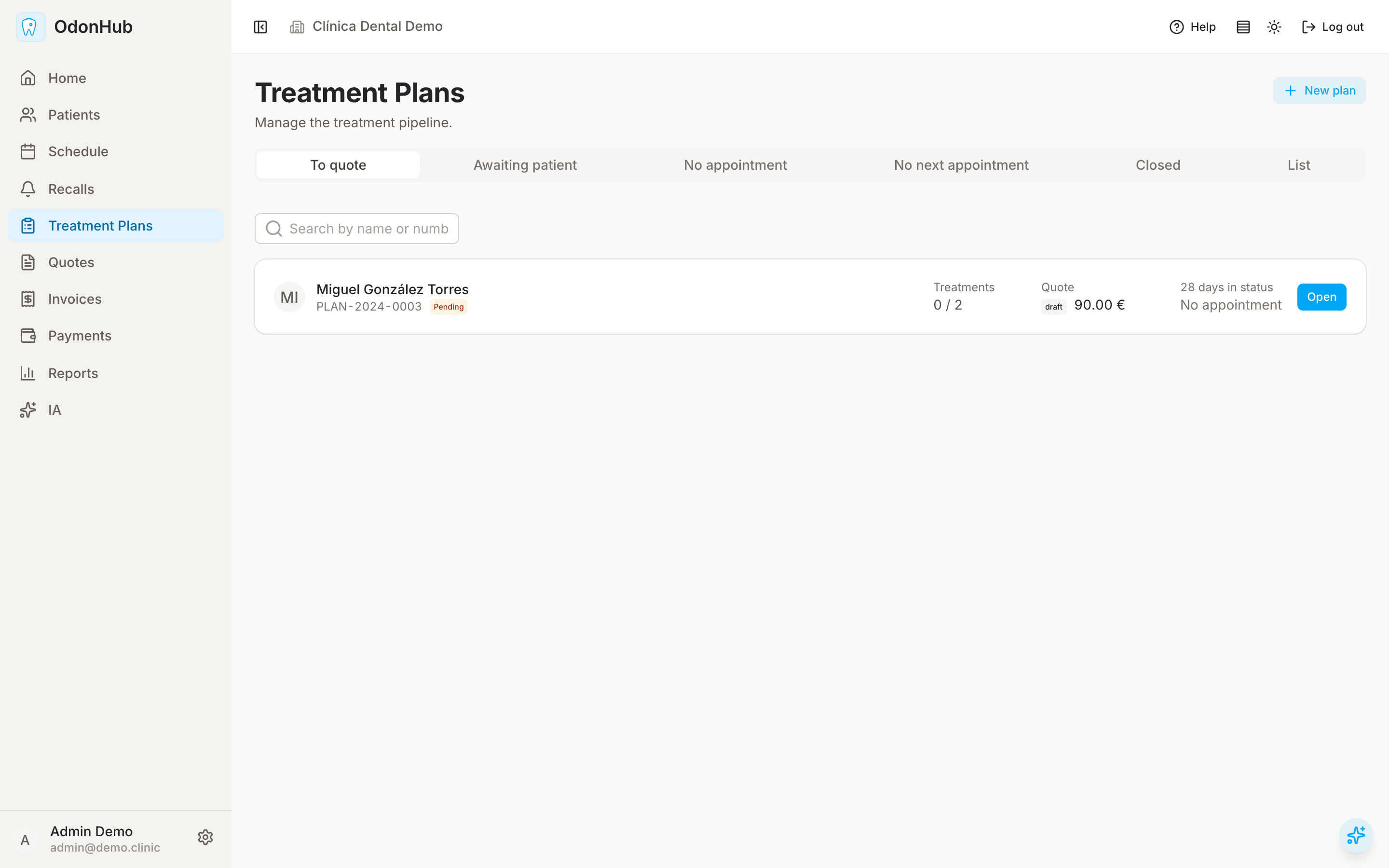 Treatment plan — OdonHub